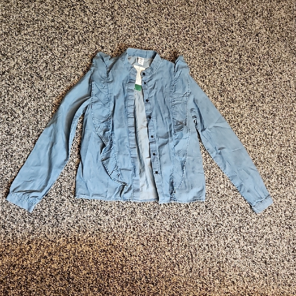 Women's Blue Ruffled Shirt